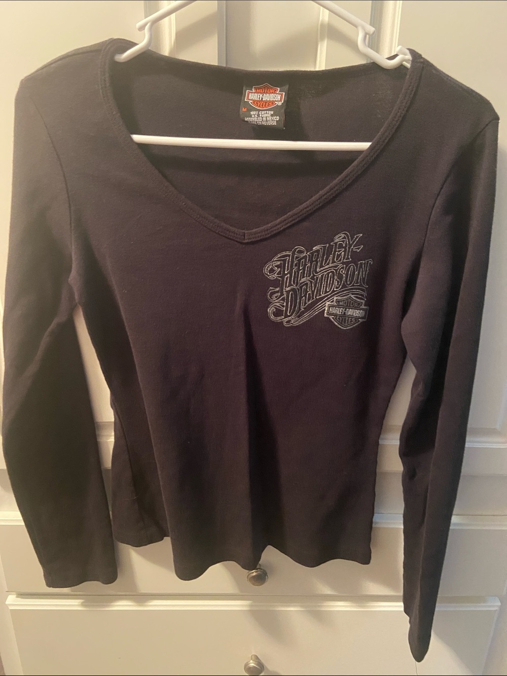 Harley-Davidson Black Long Sleeve V-Neck with Script Logo
